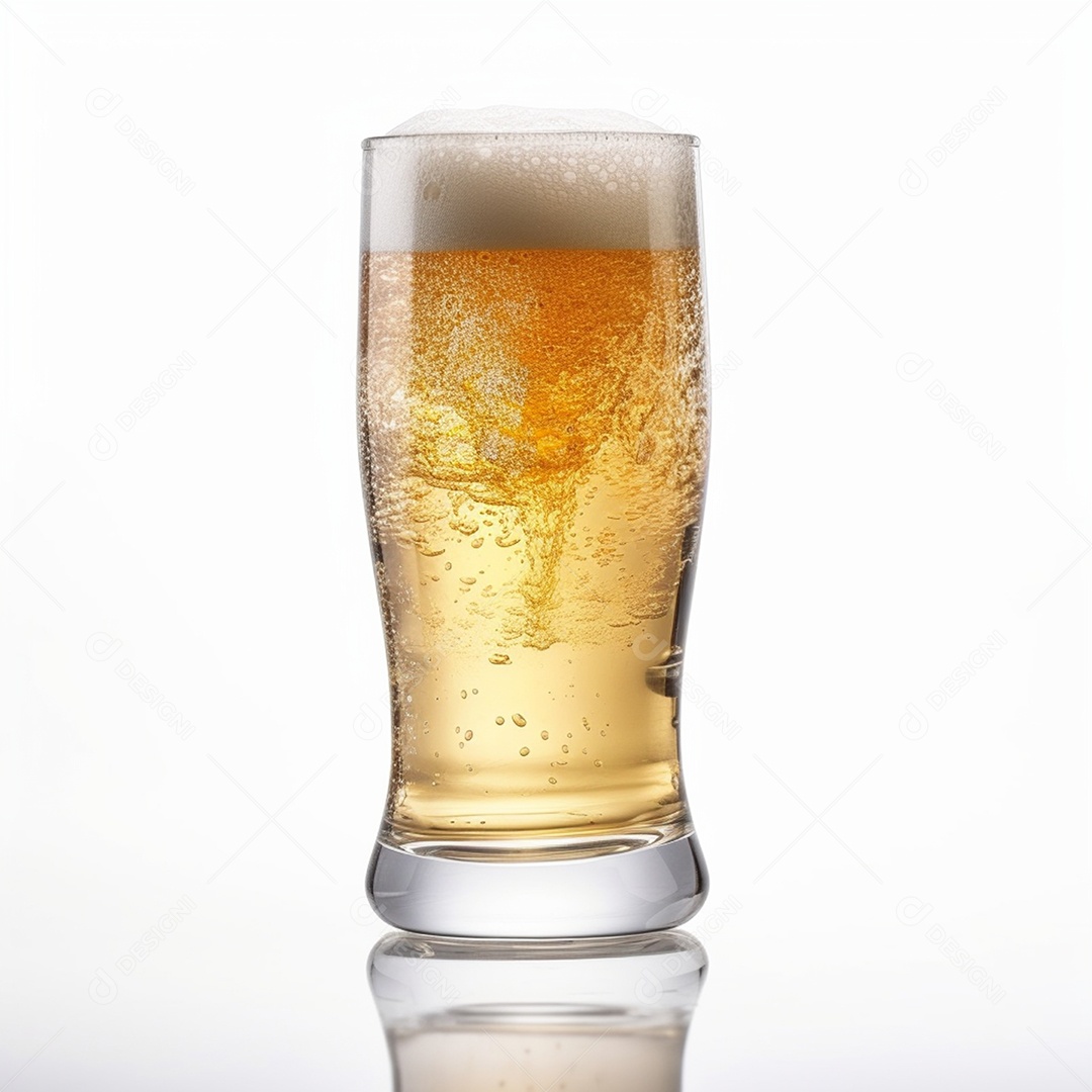 Copo de cerveja gelada isolado em fundo branco