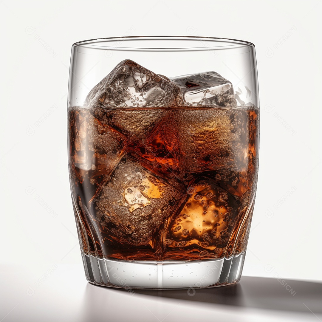 Copo de coca cola gelada isolado em fundo branco