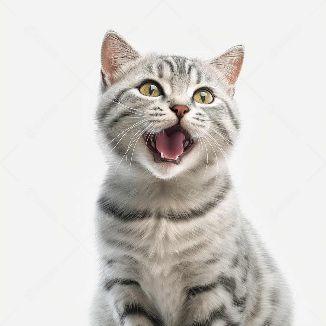 Gato rajado isolado em fundo branco