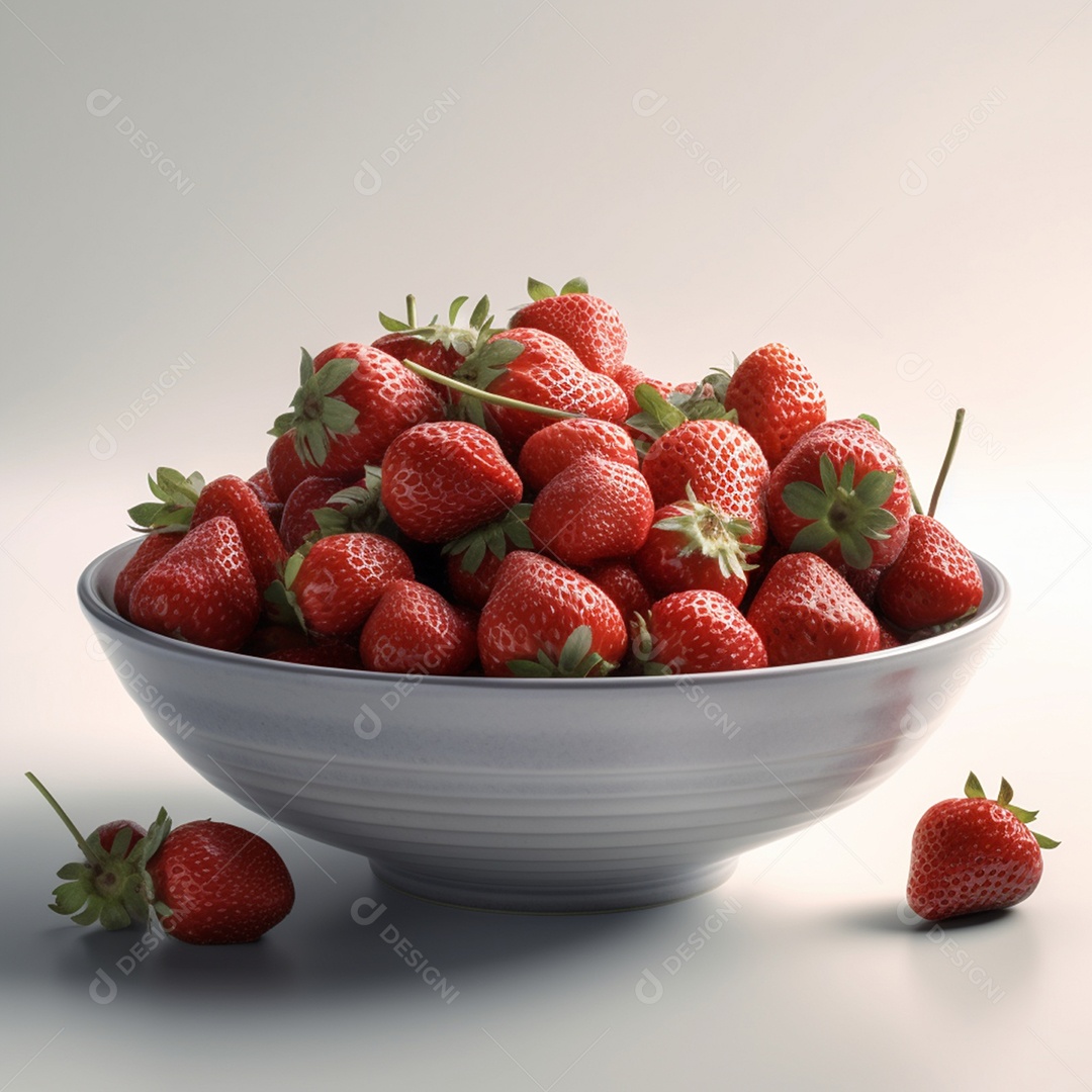 Morangos em tigela branca