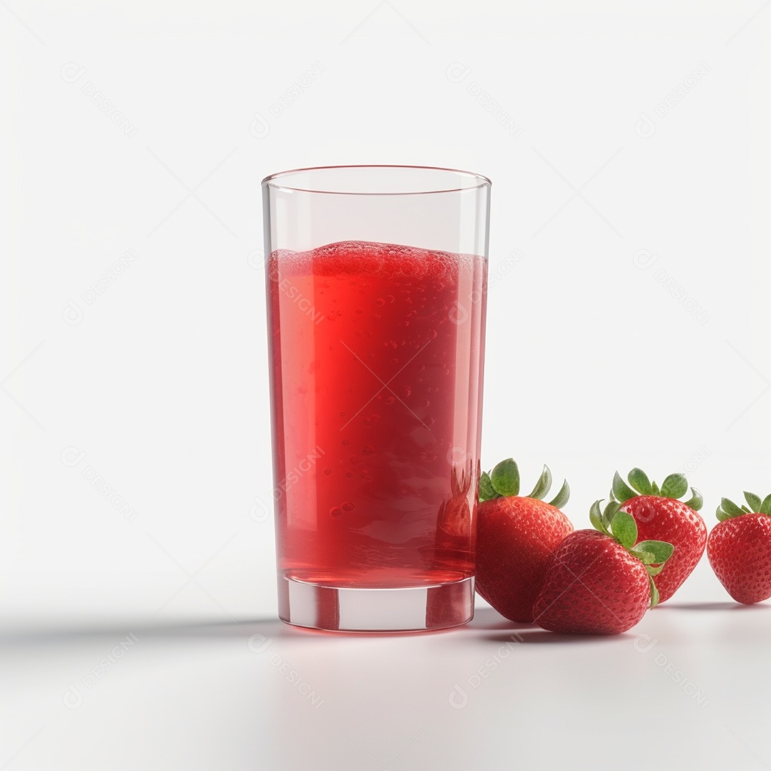 Suco de morango isolado em fundo branco