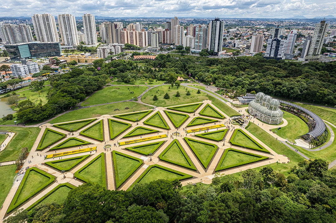 Vista aérea da Estufa do Jardim Botânico de Curitiba