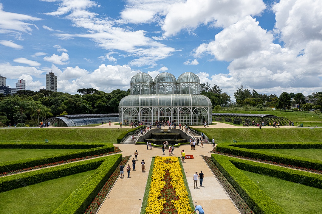 Vista aérea da Estufa do Jardim Botânico de Curitiba