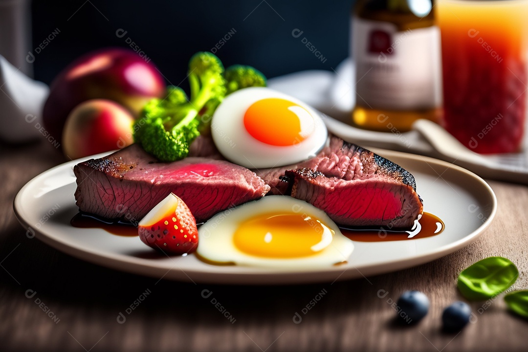 Carne grelhada sobre prato restaurante