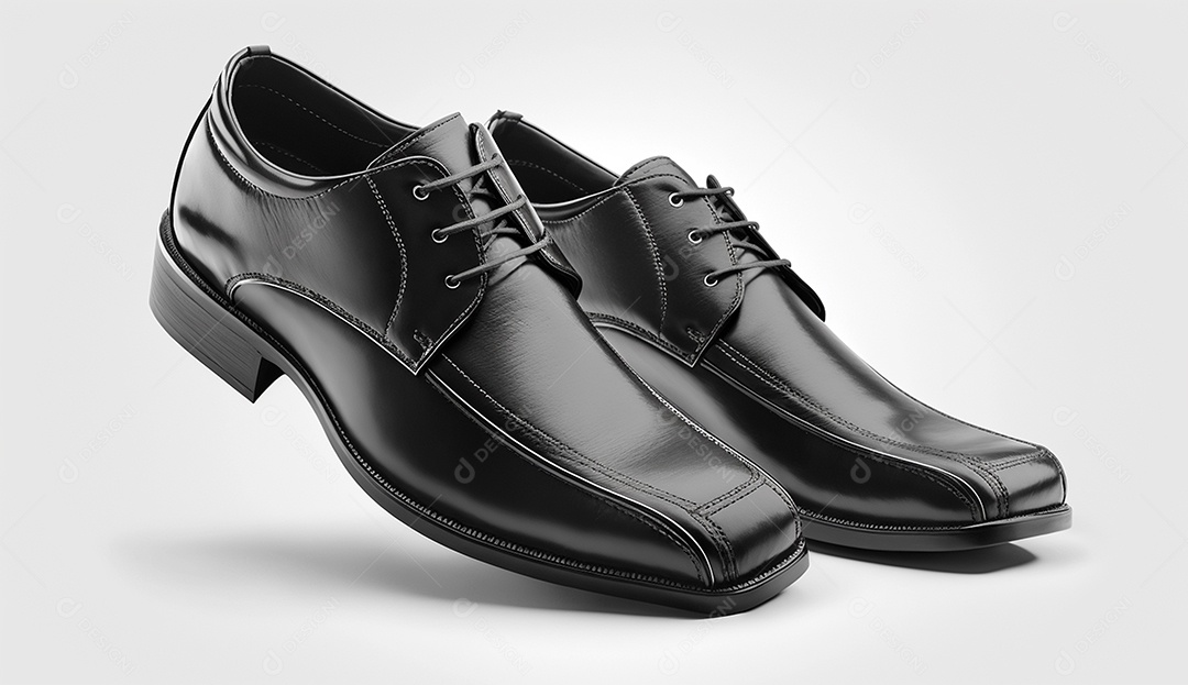 Detalhes sapato social preto em fundo branco