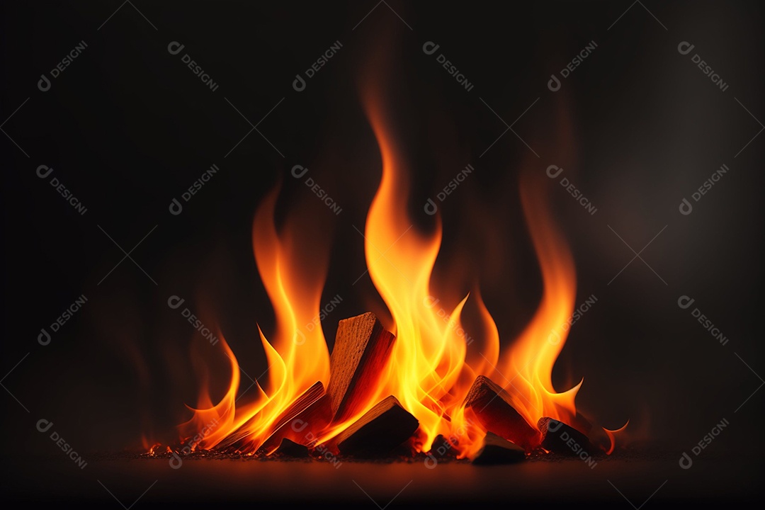 Belas chamas em fundo preto.