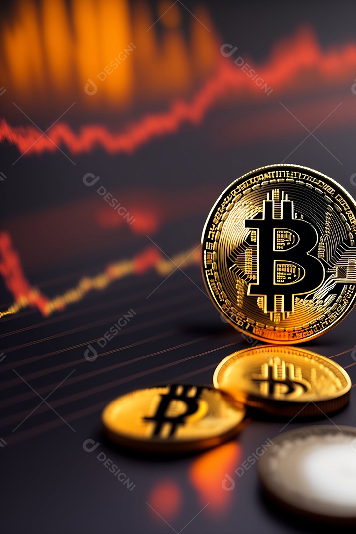 Moedas criptográficas Bitcoin.