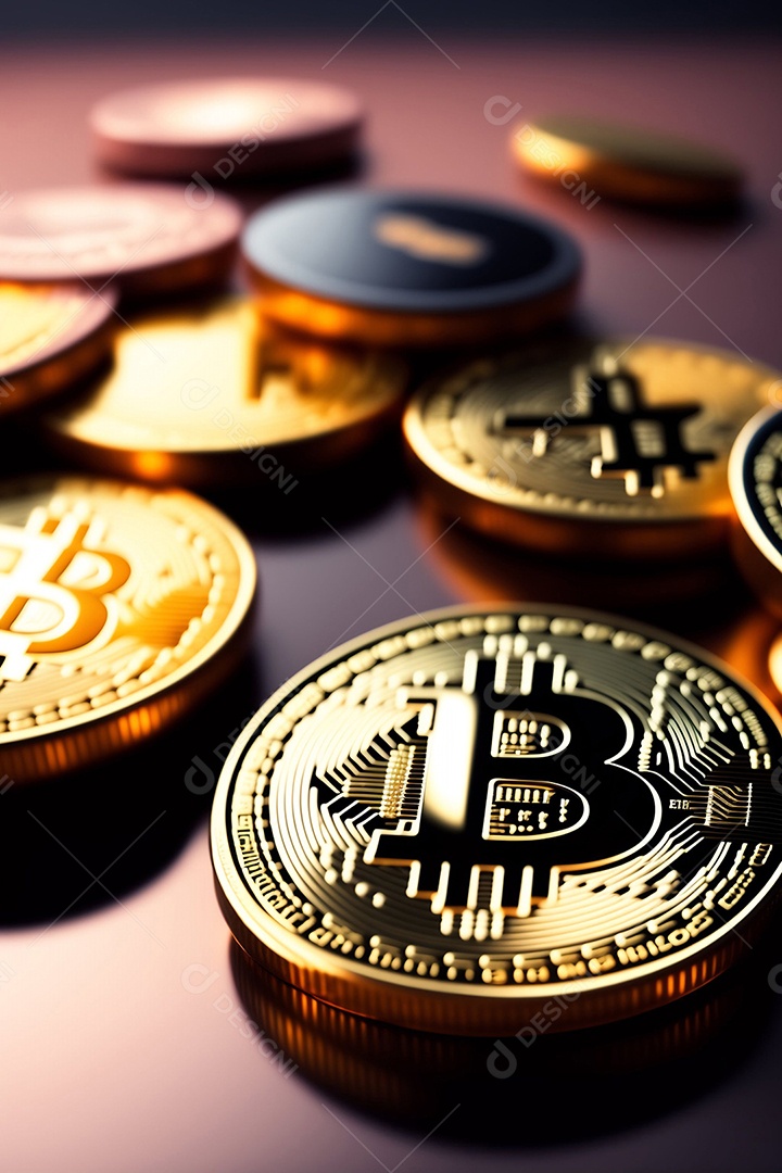 Moedas criptográficas Bitcoin.