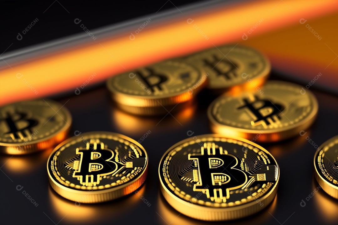 Moedas criptográficas Bitcoin.