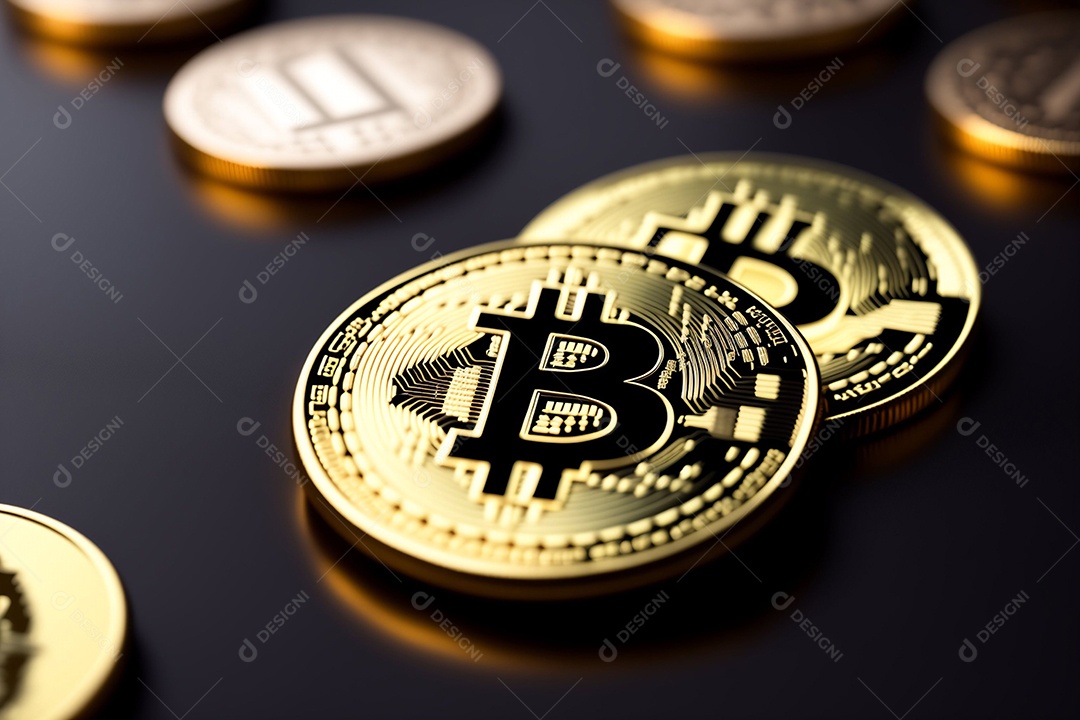 Moedas criptográficas Bitcoin.