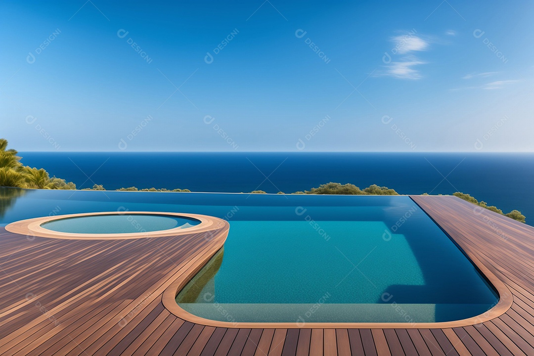 vista cinematográfica da exibição da piscina infinita.