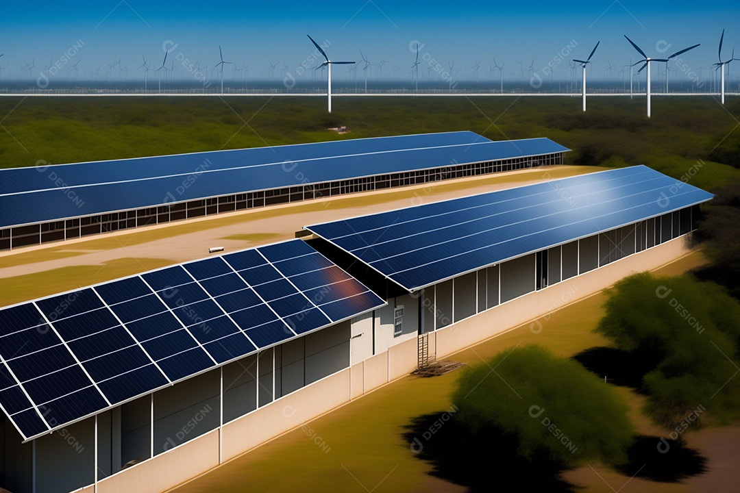 Painéis solares. Energia limpa do sol.