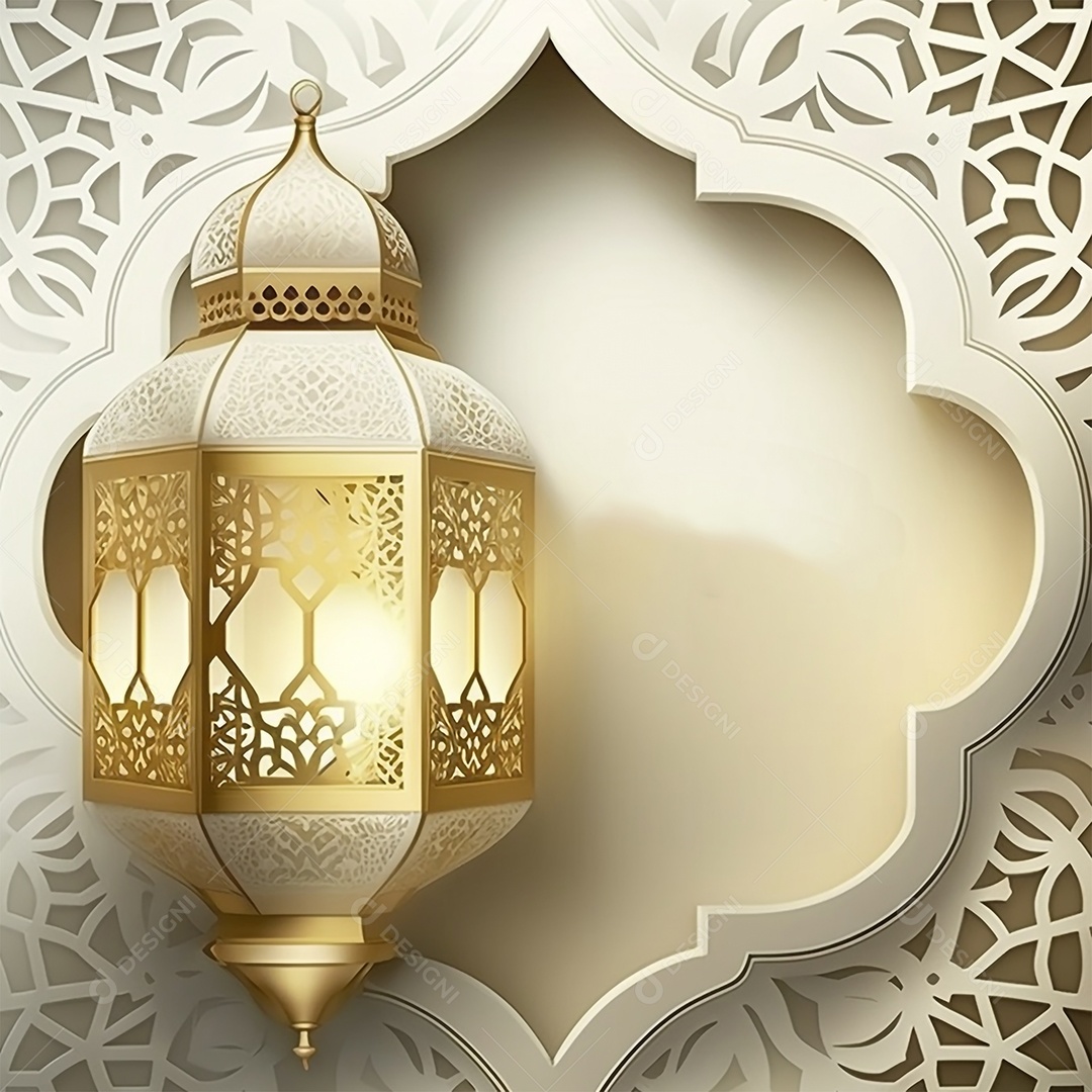 Mubarak Árabe Islâmico Elegante Lanterna Branca e Dourada