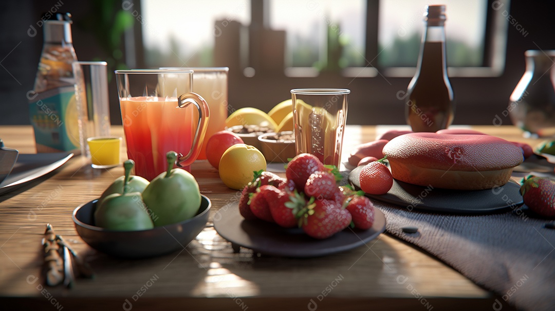 Delicioso café da manhã sobre a mesa