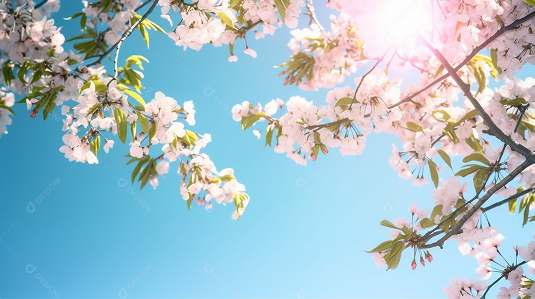 Linda árvore florida em dia ensolarado