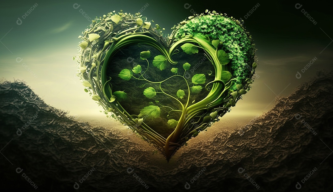 Fundo coração verde de plantas