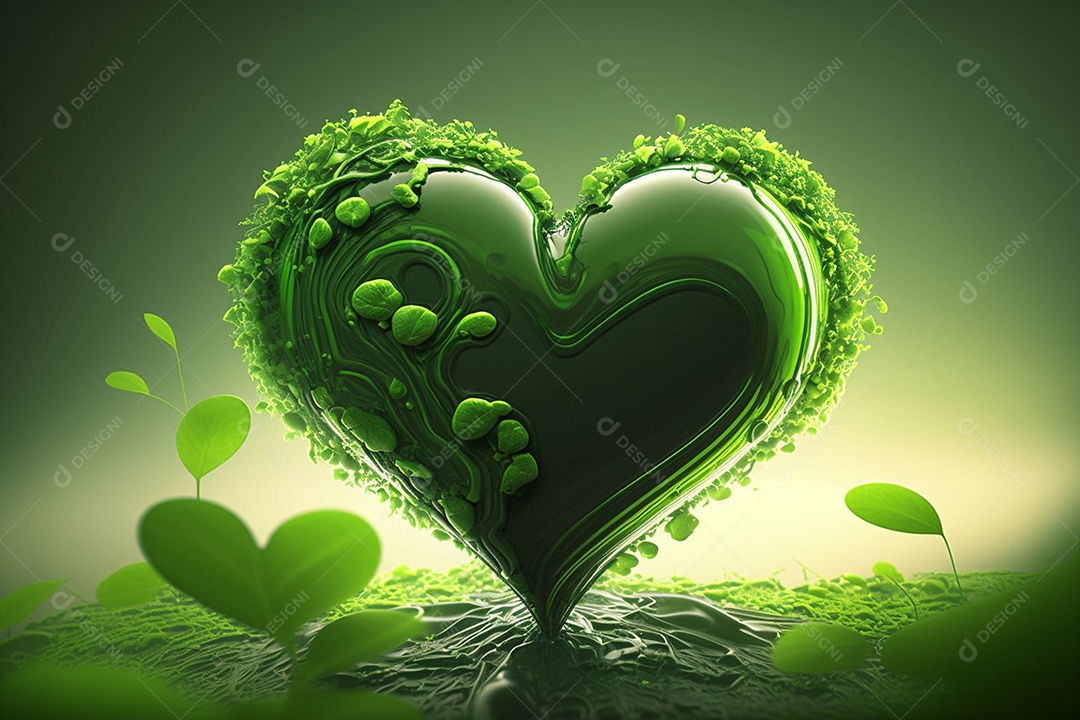 Fundo coração verde de plantas