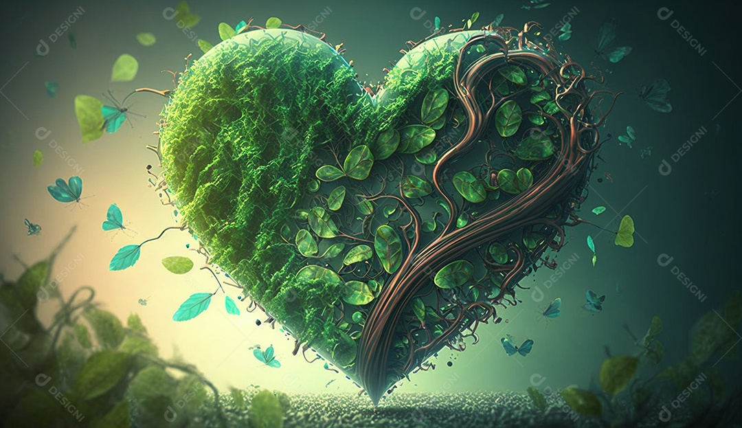 Fundo coração verde de plantas