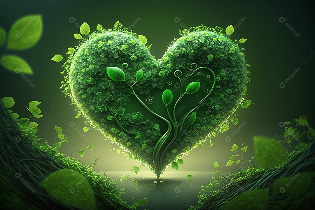 Fundo coração verde de plantas