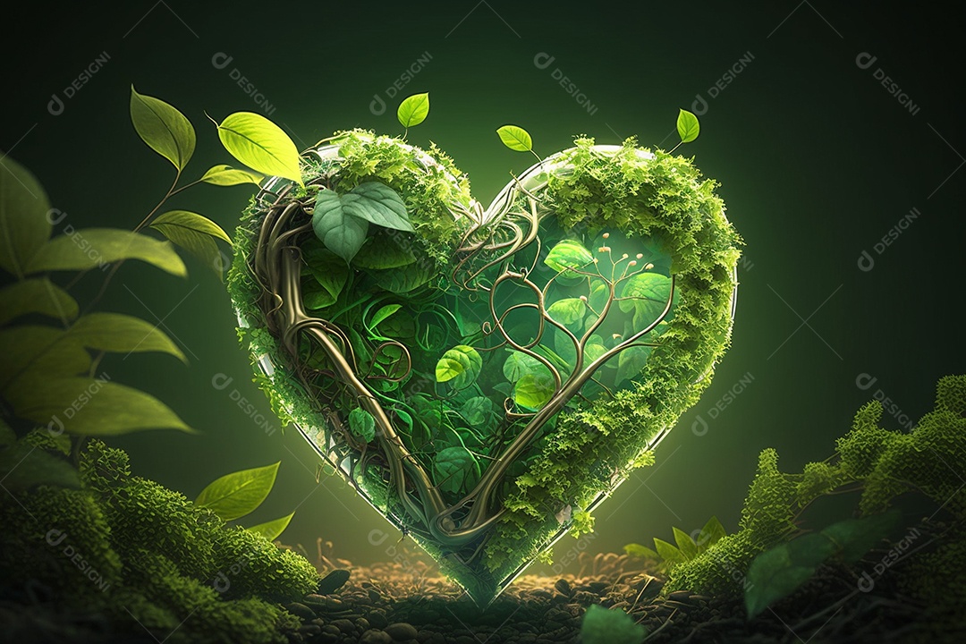 Fundo coração verde de plantas