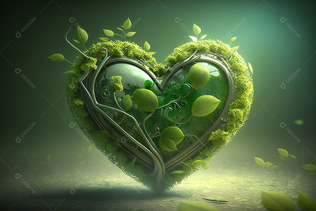 Fundo coração verde de plantas