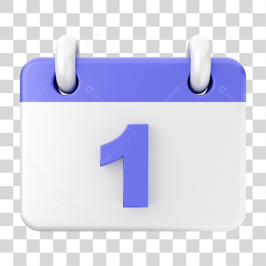 Elemento 3D Calendário Dia 1 PNG Transparente
