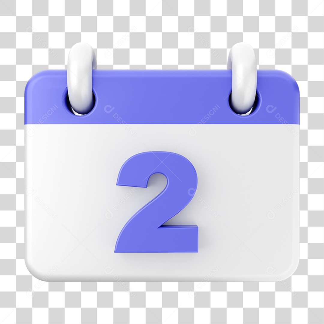 Elemento 3D Calendário Dia 2 PNG Transparente