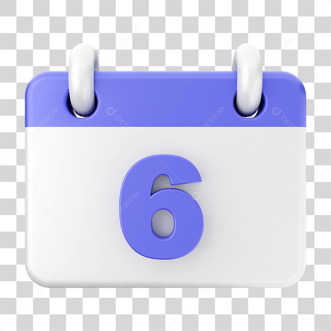 Elemento 3D Calendário Dia 6 PNG Transparente