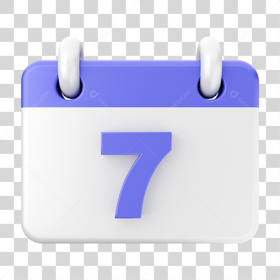 Elemento 3D Calendário Dia 7 PNG Transparente