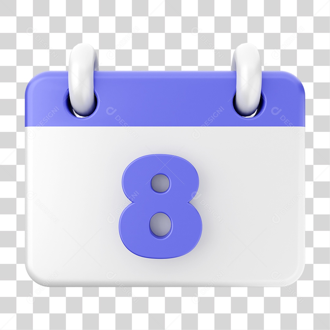 Elemento 3D Calendário Dia 8 PNG Transparente