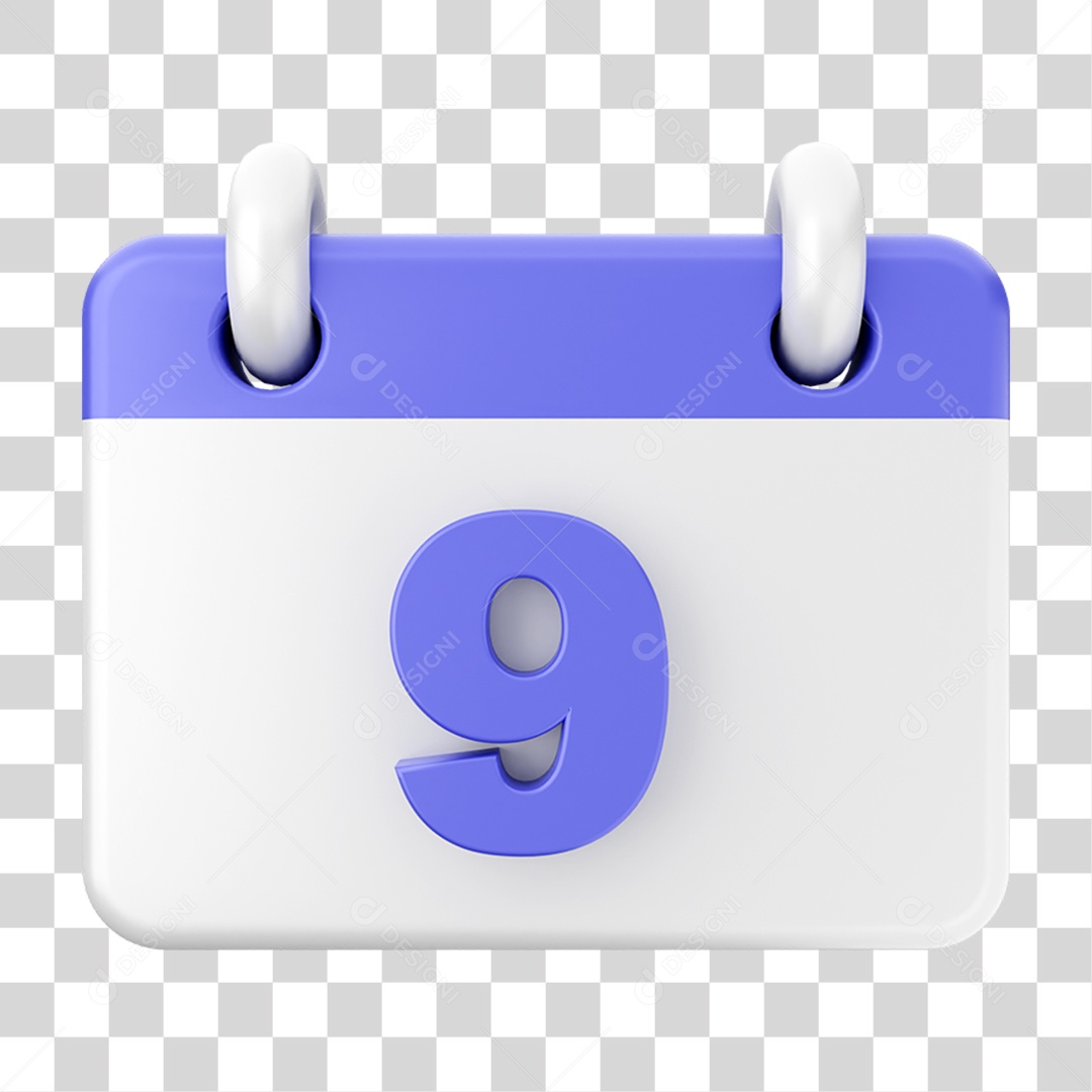 Elemento 3D Calendário Dia 9 PNG Transparente