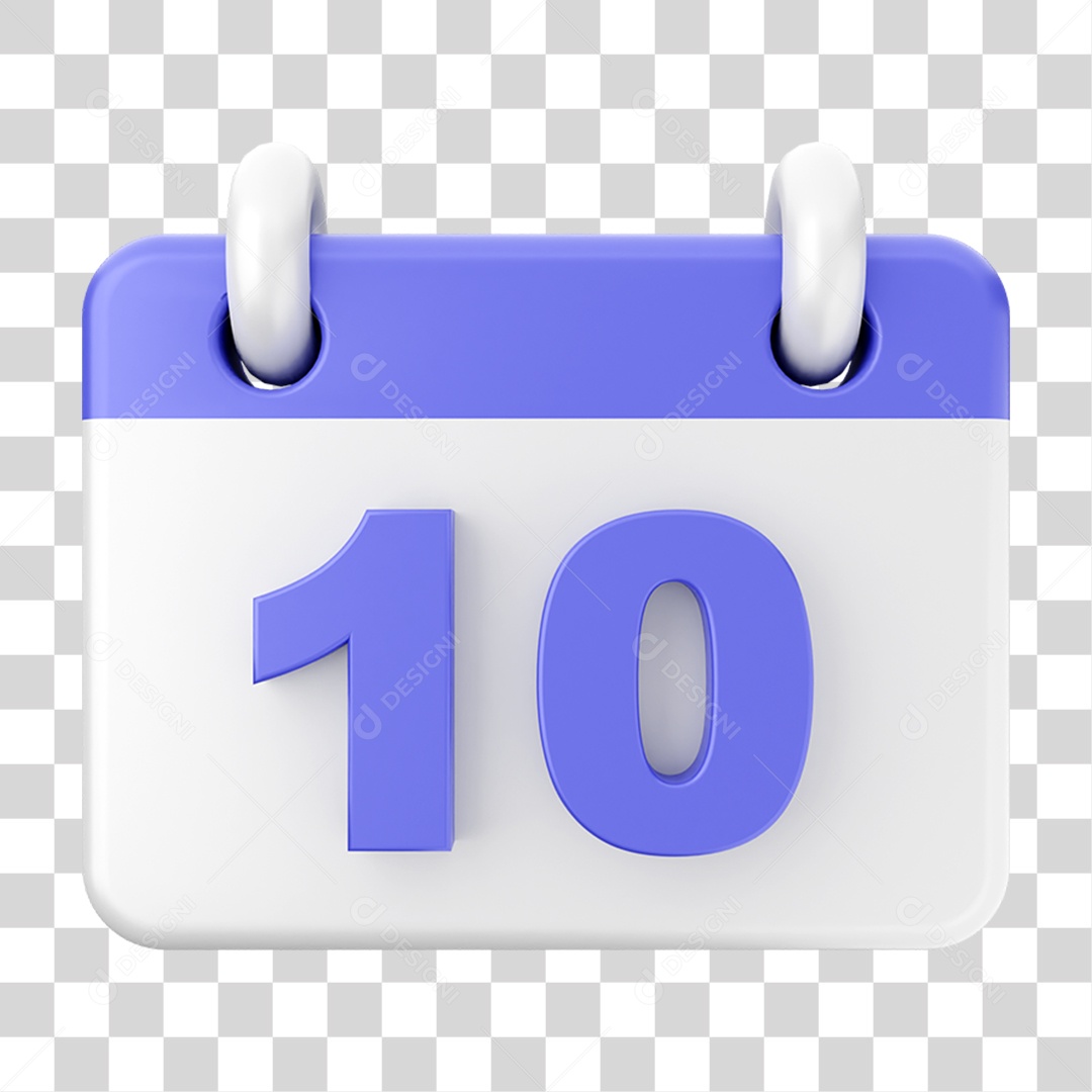 Elemento 3D Calendário Dia 10 PNG Transparente