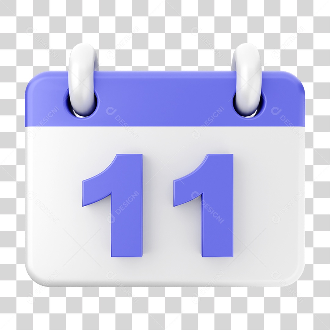 Elemento 3D Calendário Dia 11 PNG Transparente