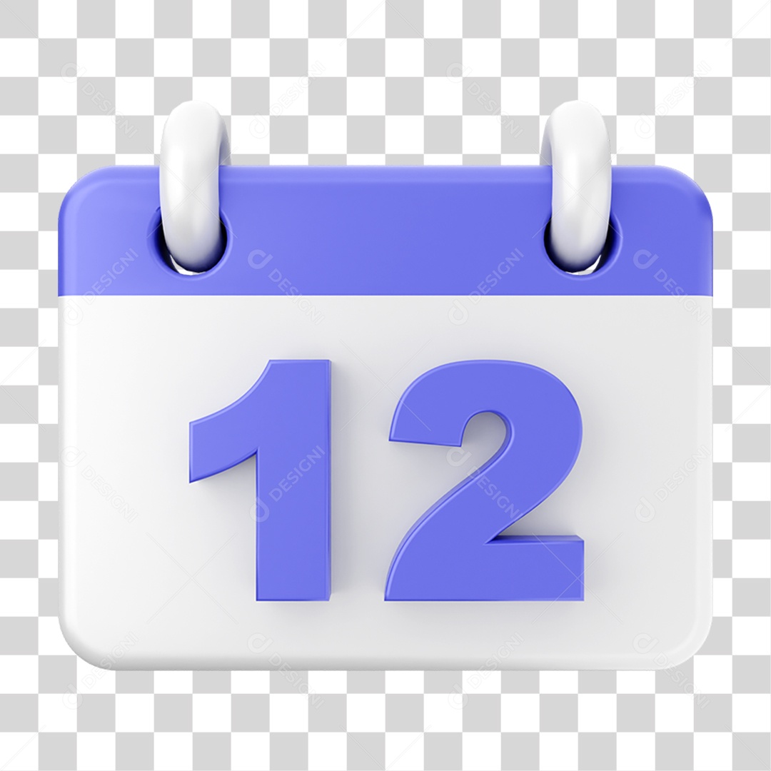 Elemento 3D Calendário Dia 12 PNG Transparente