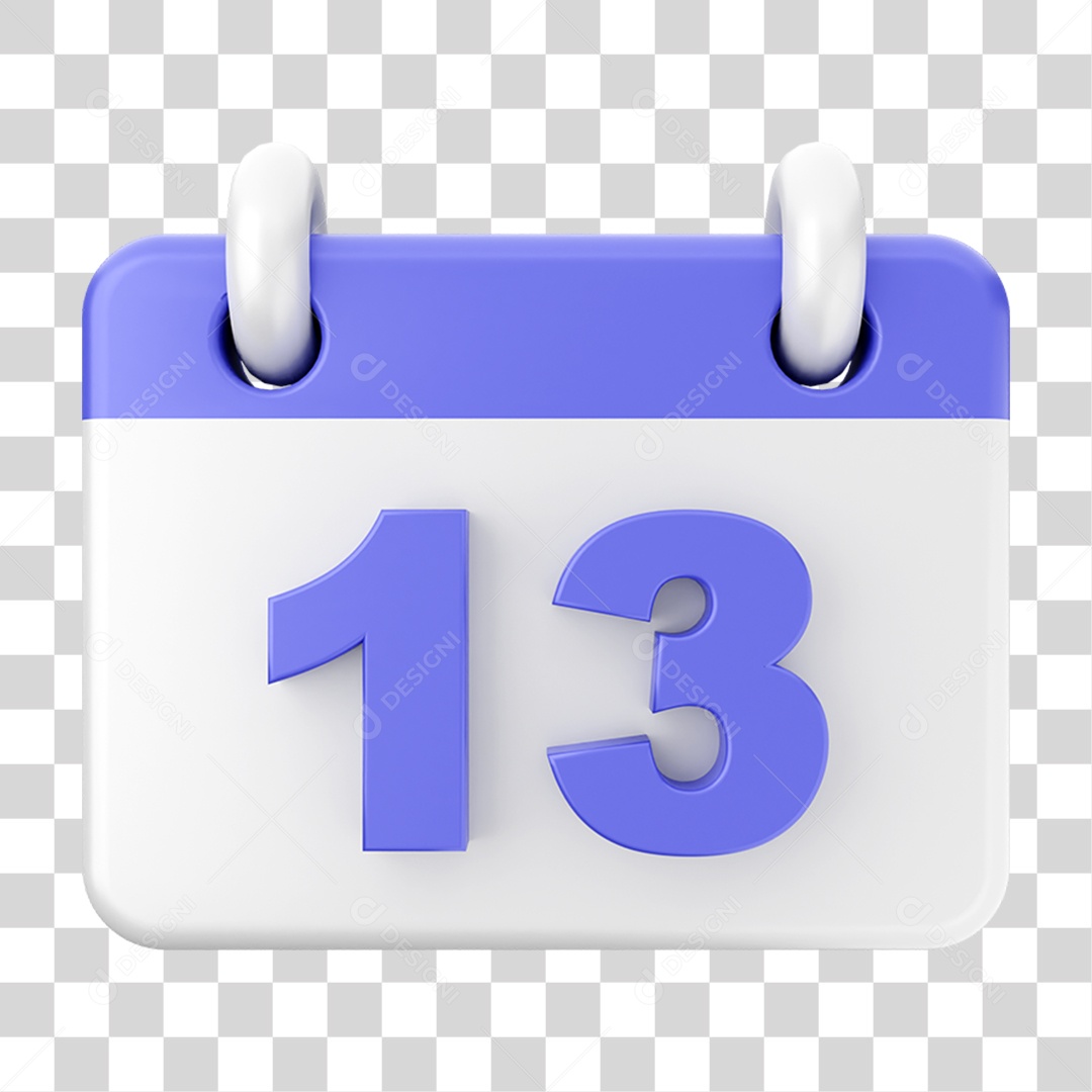Elemento 3D Calendário Dia 13 PNG Transparente