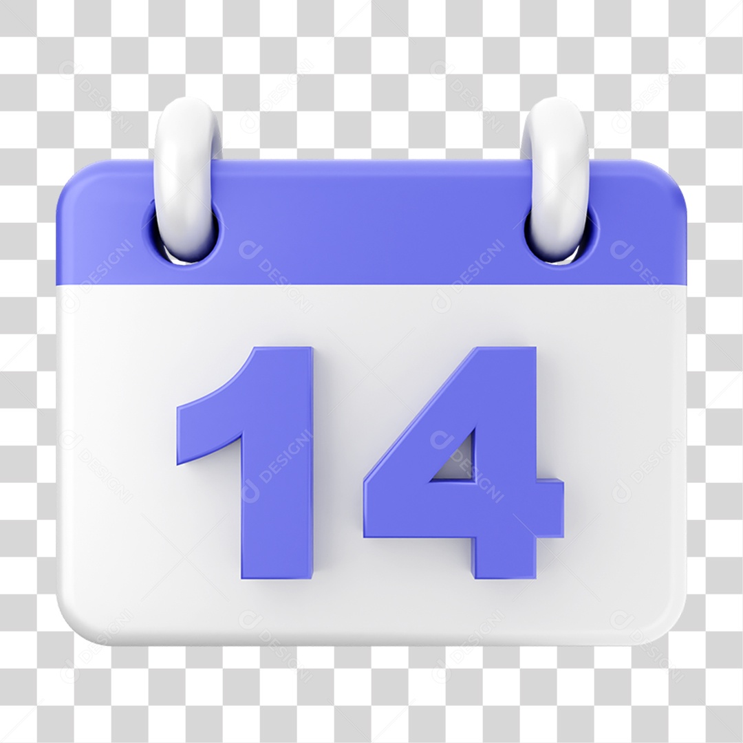 Elemento 3D Calendário Dia 14 PNG Transparente