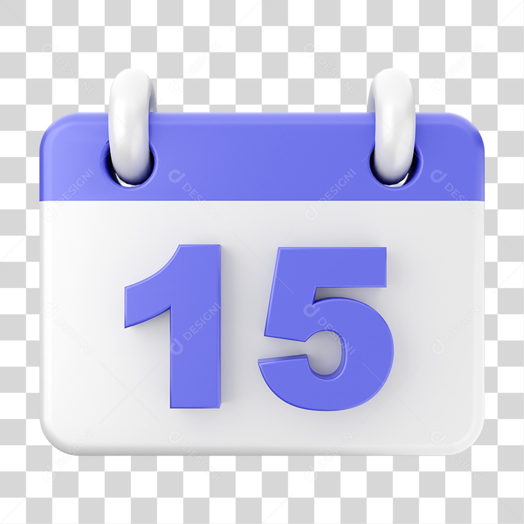 Elemento 3D Calendário Dia 15 PNG Transparente