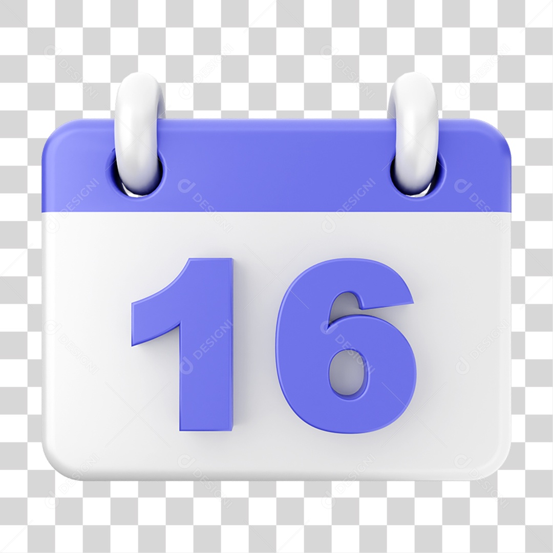 Elemento 3D Calendário Dia 16 PNG Transparente