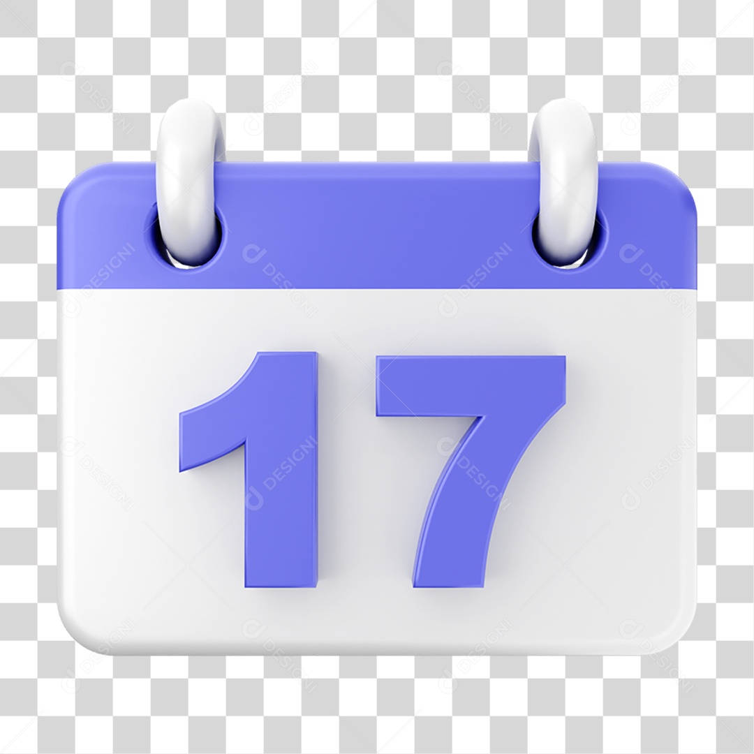 Elemento 3D Calendário Dia 17 PNG Transparente