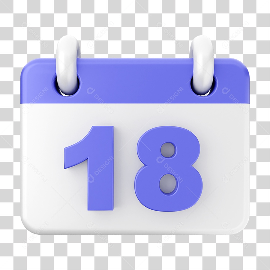 Elemento 3D Calendário Dia 18 PNG Transparente