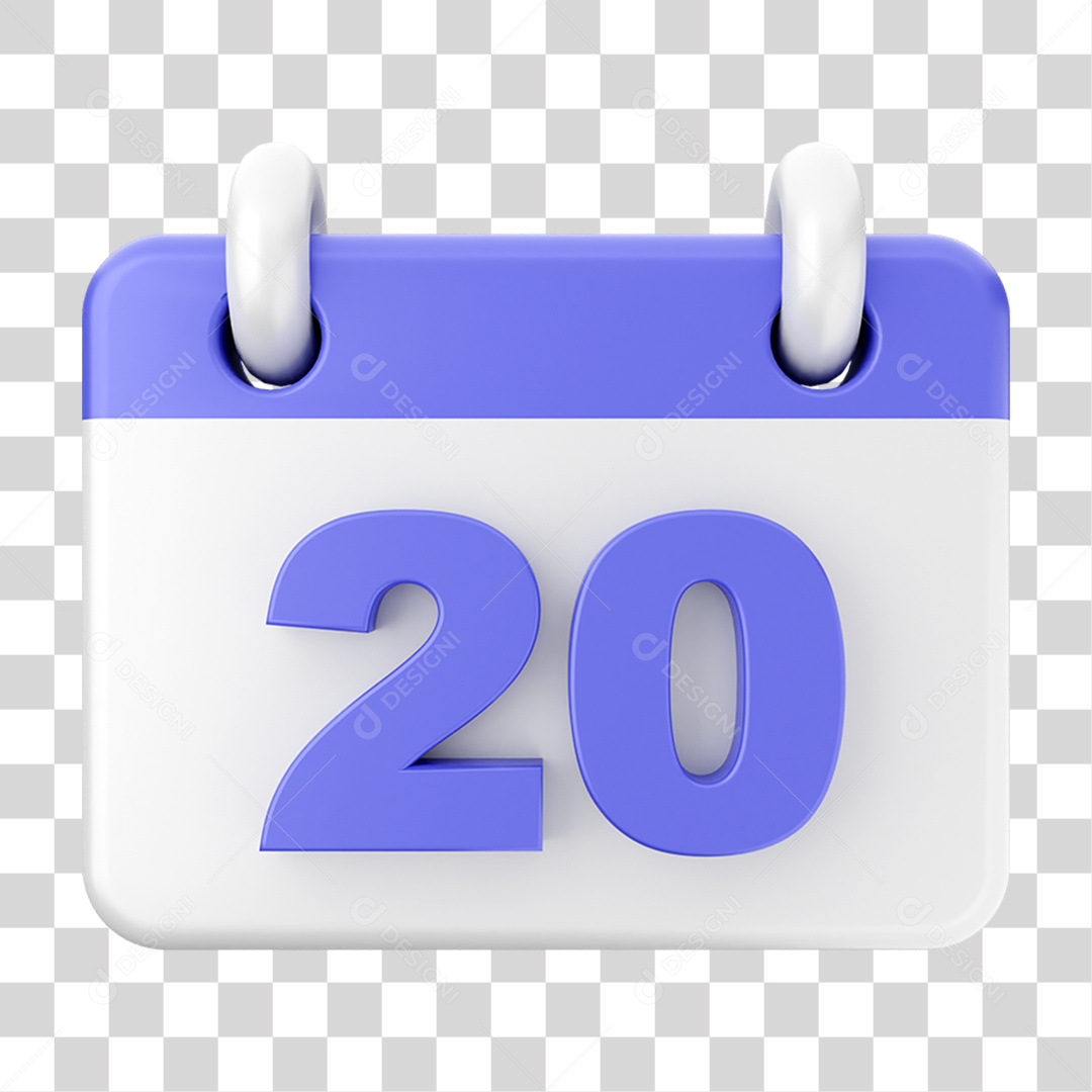 Elemento 3D Calendário Dia 20 PNG Transparente