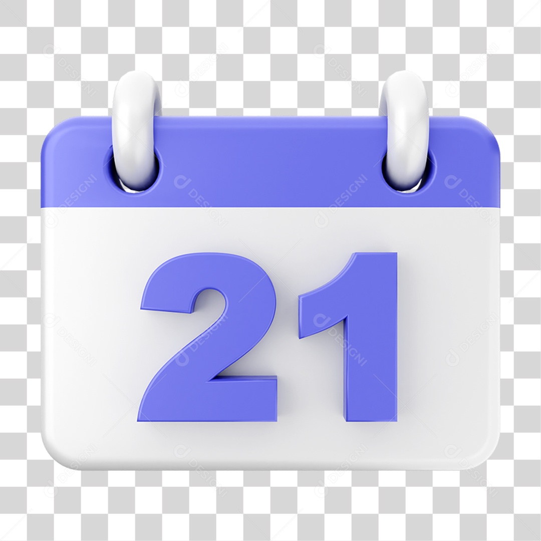 Elemento 3D Calendário Dia 21 PNG Transparente