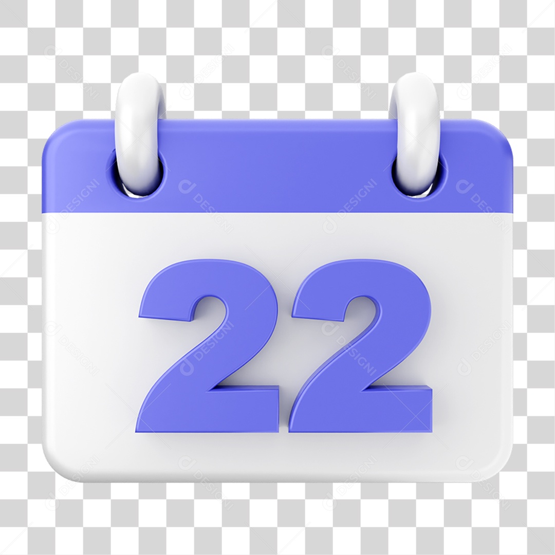 Elemento 3D Calendário Dia 22 PNG Transparente