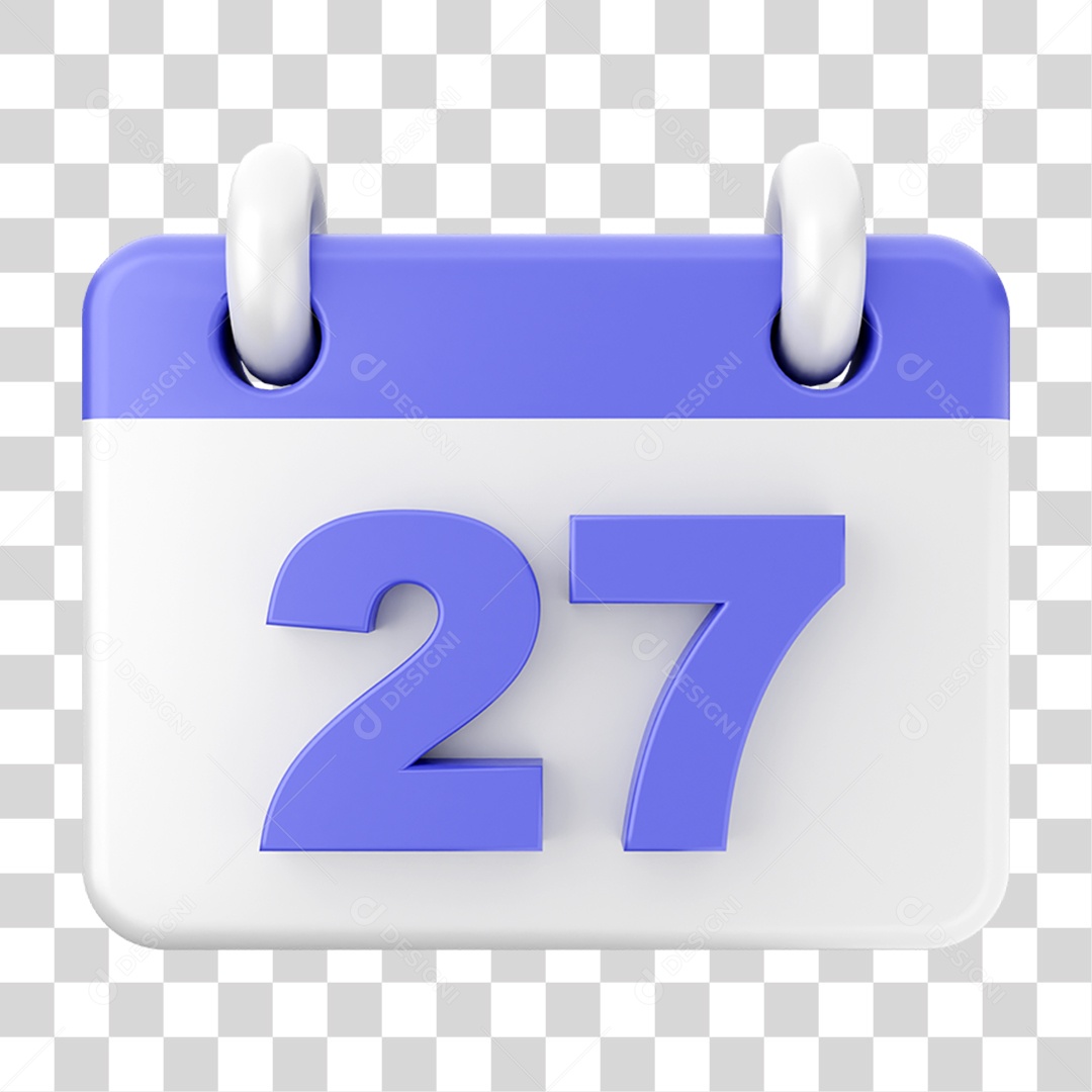 Elemento 3D Calendário Dia 27 PNG Transparente