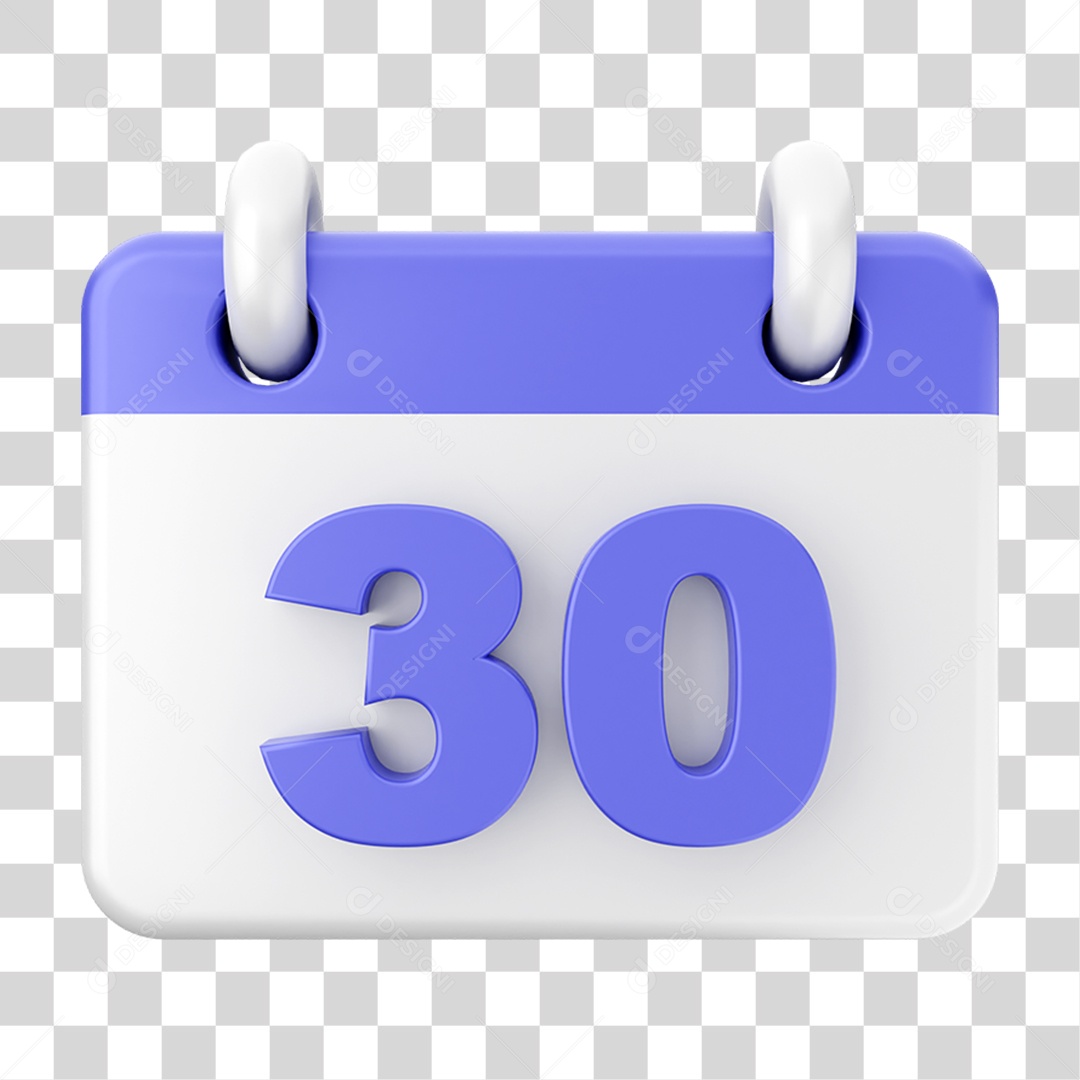 Elemento 3D Calendário Dia 30 PNG Transparente