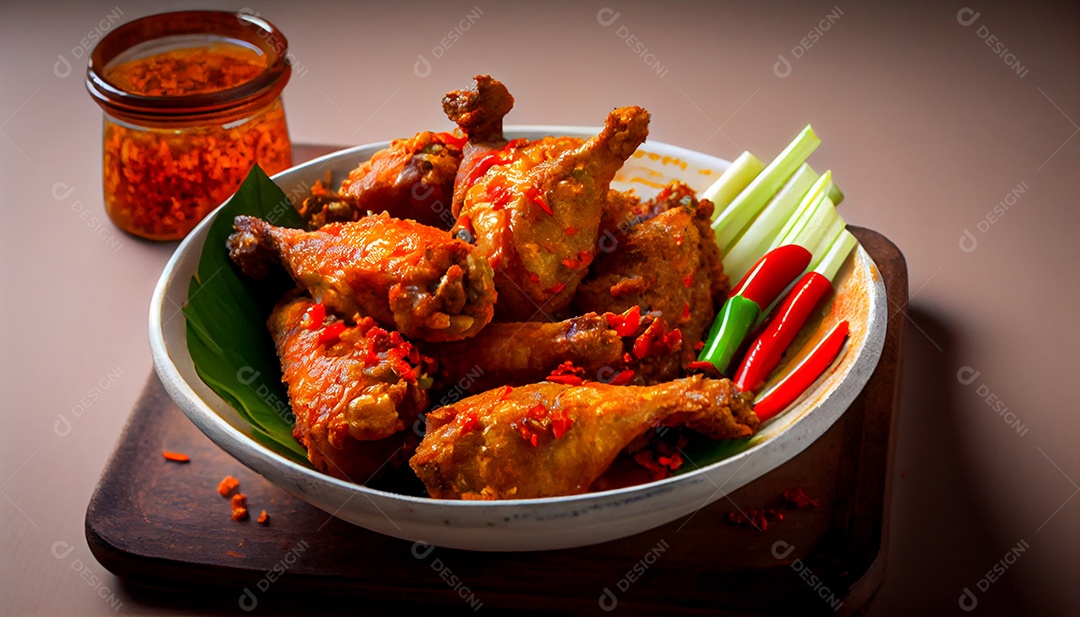 Frango frito picante é comida tradicional