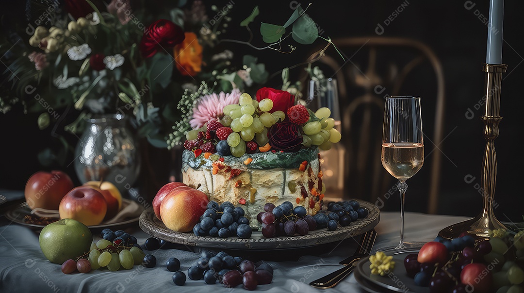 Bolo de aniversário na mesa