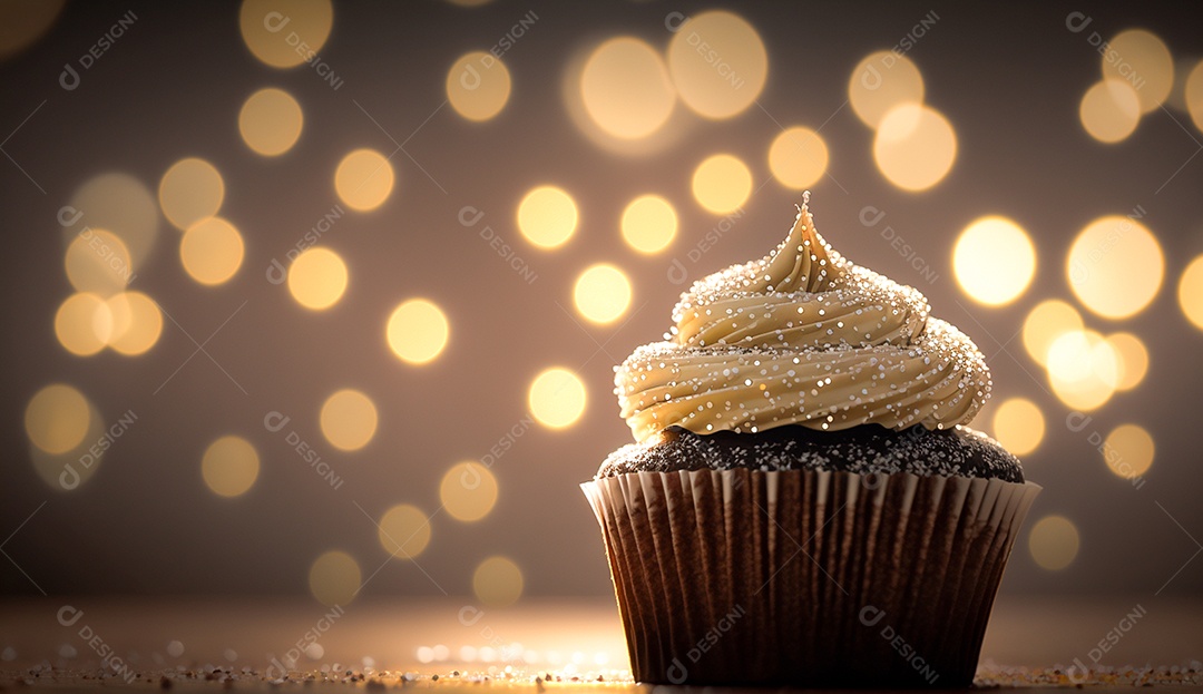 Cupcake com fundo bokeh