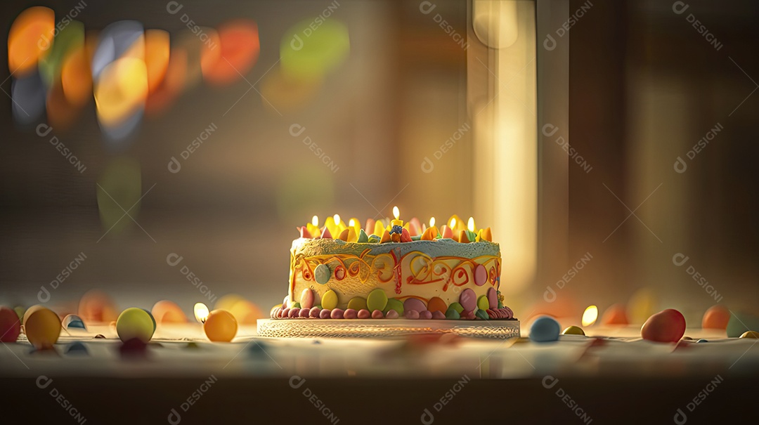 Bolo de aniversário na mesa