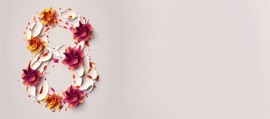 Pétalas formando o número oito com fundo branco